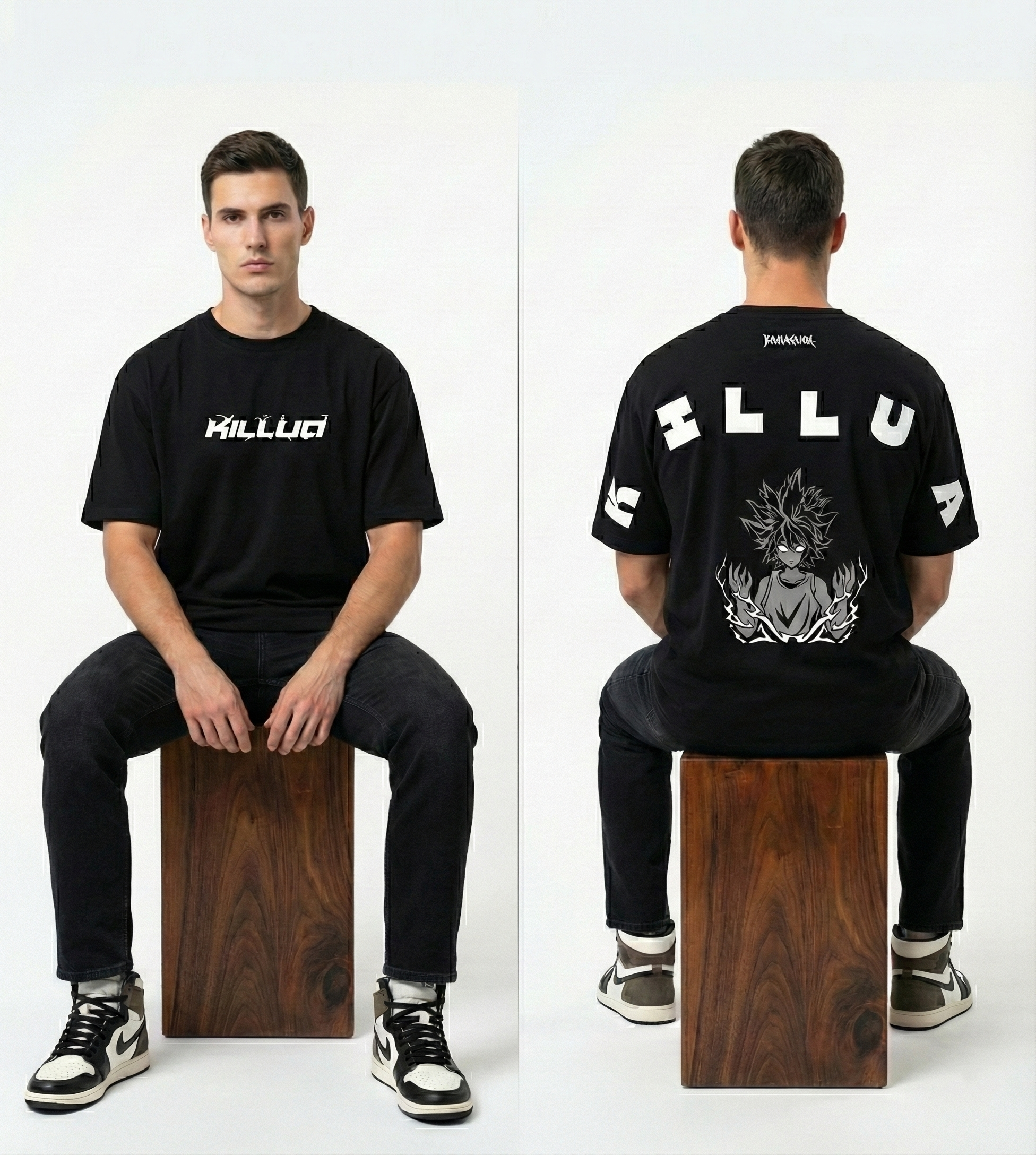 Men's Killua Anime Graphic Oversized Tees
